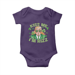 Funny Trump St. Patrick's Day Baby Onesie Kiss Me I'm Rizz TS09 Purple Print Your Wear
