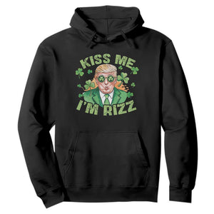 Funny Trump St. Patrick's Day Hoodie Kiss Me I'm Rizz TS09 Black Print Your Wear