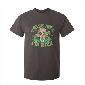 Funny Trump St. Patrick's Day T Shirt For Kid Kiss Me I'm Rizz TS09 Dark Chocolate Print Your Wear