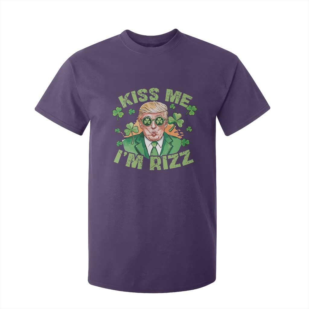 Funny Trump St. Patrick's Day T Shirt For Kid Kiss Me I'm Rizz TS09 Purple Print Your Wear