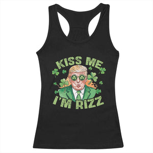 Funny Trump St. Patrick's Day Racerback Tank Top Kiss Me I'm Rizz TS09 Black Print Your Wear