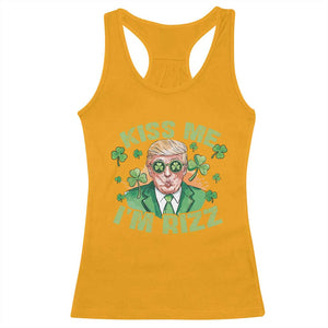 Funny Trump St. Patrick's Day Racerback Tank Top Kiss Me I'm Rizz TS09 Gold Print Your Wear
