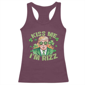 Funny Trump St. Patrick's Day Racerback Tank Top Kiss Me I'm Rizz TS09 Maroon Print Your Wear