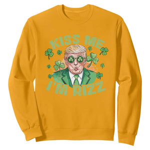 Funny Trump St. Patrick's Day Sweatshirt Kiss Me I'm Rizz TS09 Gold Print Your Wear