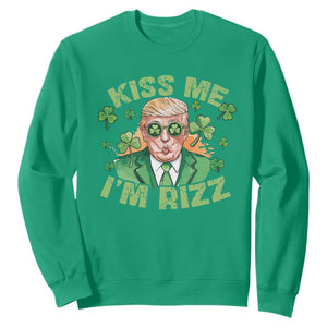 Funny Trump St. Patrick's Day Sweatshirt Kiss Me I'm Rizz TS09 Irish Green Print Your Wear