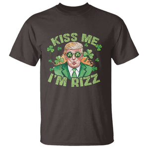 Funny Trump St. Patrick's Day T Shirt Kiss Me I'm Rizz TS09 Dark Chocolate Print Your Wear