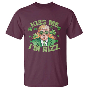 Funny Trump St. Patrick's Day T Shirt Kiss Me I'm Rizz TS09 Maroon Print Your Wear