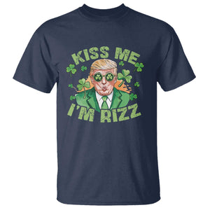 Funny Trump St. Patrick's Day T Shirt Kiss Me I'm Rizz TS09 Navy Print Your Wear