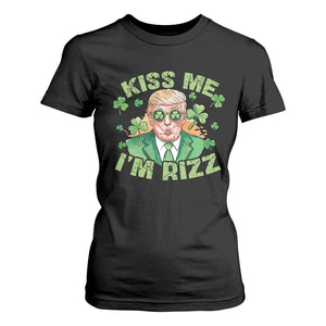 Funny Trump St. Patrick's Day T Shirt For Women Kiss Me I'm Rizz TS09 Black Print Your Wear
