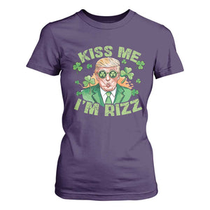 Funny Trump St. Patrick's Day T Shirt For Women Kiss Me I'm Rizz TS09 Purple Print Your Wear