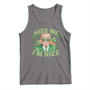 Funny Trump St. Patrick's Day Tank Top Kiss Me I'm Rizz TS09 Deep Heather Print Your Wear