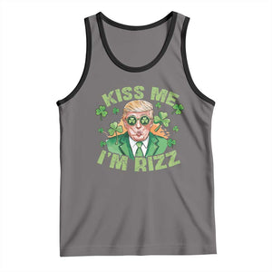 Funny Trump St. Patrick's Day Tank Top Kiss Me I'm Rizz TS09 Deep Heather Black Print Your Wear
