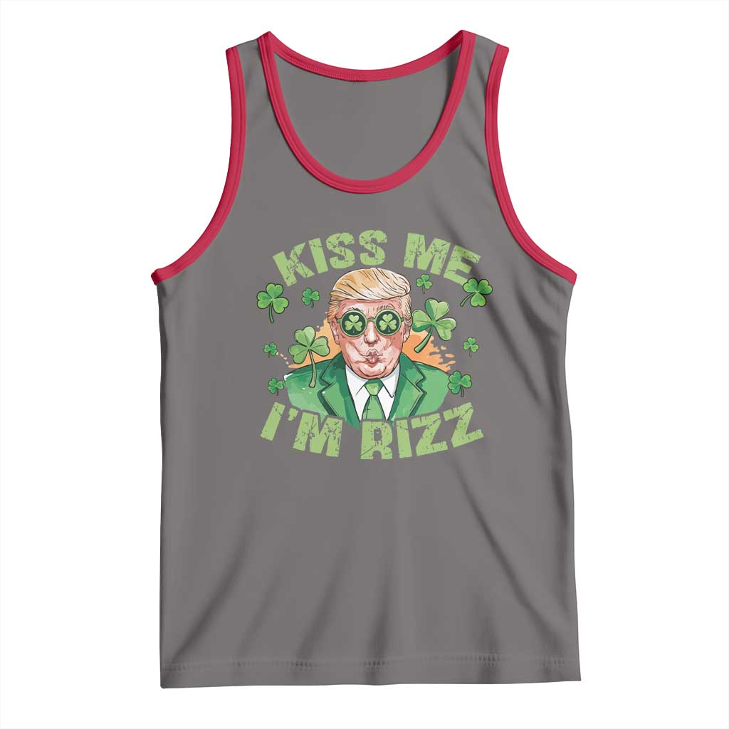 Funny Trump St. Patrick's Day Tank Top Kiss Me I'm Rizz TS09 Deep Heather Red Print Your Wear
