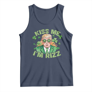 Funny Trump St. Patrick's Day Tank Top Kiss Me I'm Rizz TS09 Navy Print Your Wear