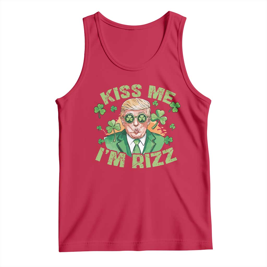 Funny Trump St. Patrick's Day Tank Top Kiss Me I'm Rizz TS09 Red Print Your Wear