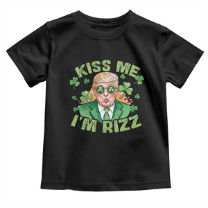 Funny Trump St. Patrick's Day Toddler T Shirt Kiss Me I'm Rizz TS09 Black Print Your Wear