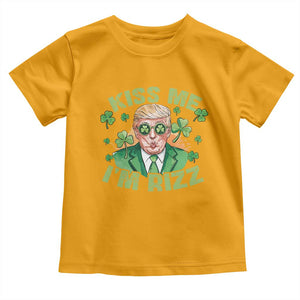 Funny Trump St. Patrick's Day Toddler T Shirt Kiss Me I'm Rizz TS09 Gold Print Your Wear