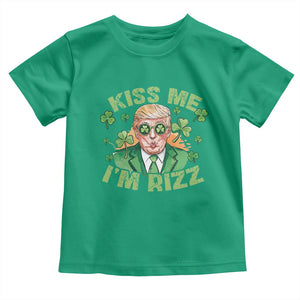 Funny Trump St. Patrick's Day Toddler T Shirt Kiss Me I'm Rizz TS09 Irish Green Print Your Wear