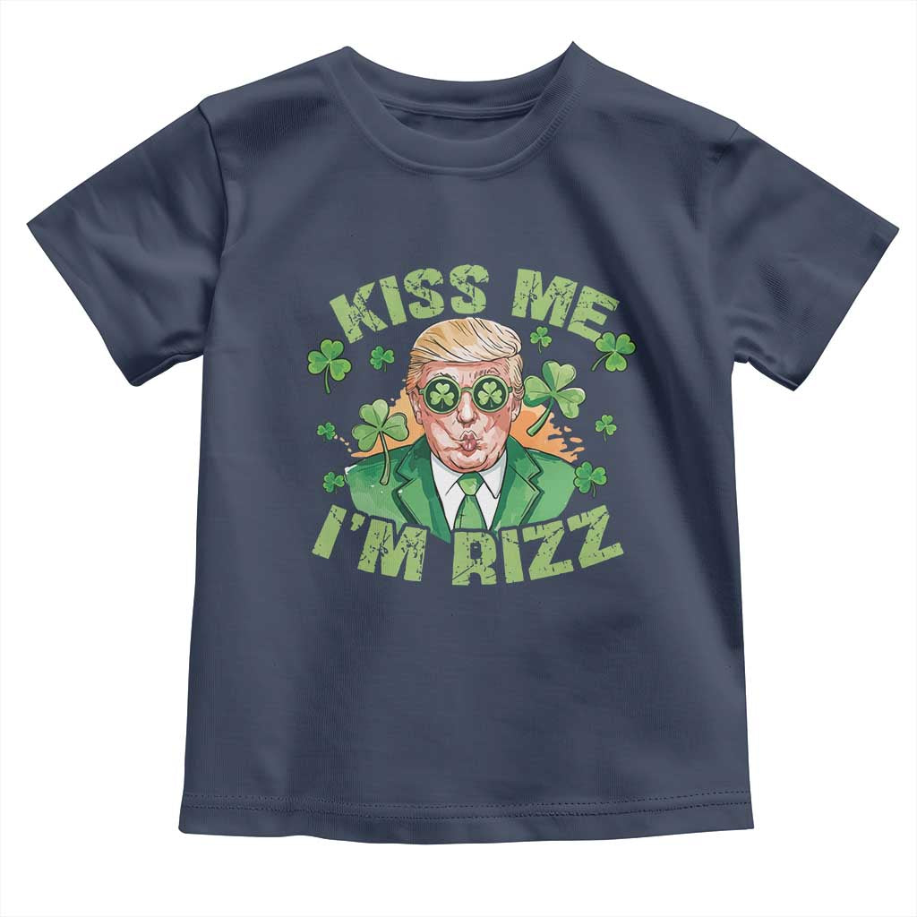 Funny Trump St. Patrick's Day Toddler T Shirt Kiss Me I'm Rizz TS09 Navy Print Your Wear