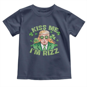 Funny Trump St. Patrick's Day Toddler T Shirt Kiss Me I'm Rizz TS09 Navy Print Your Wear