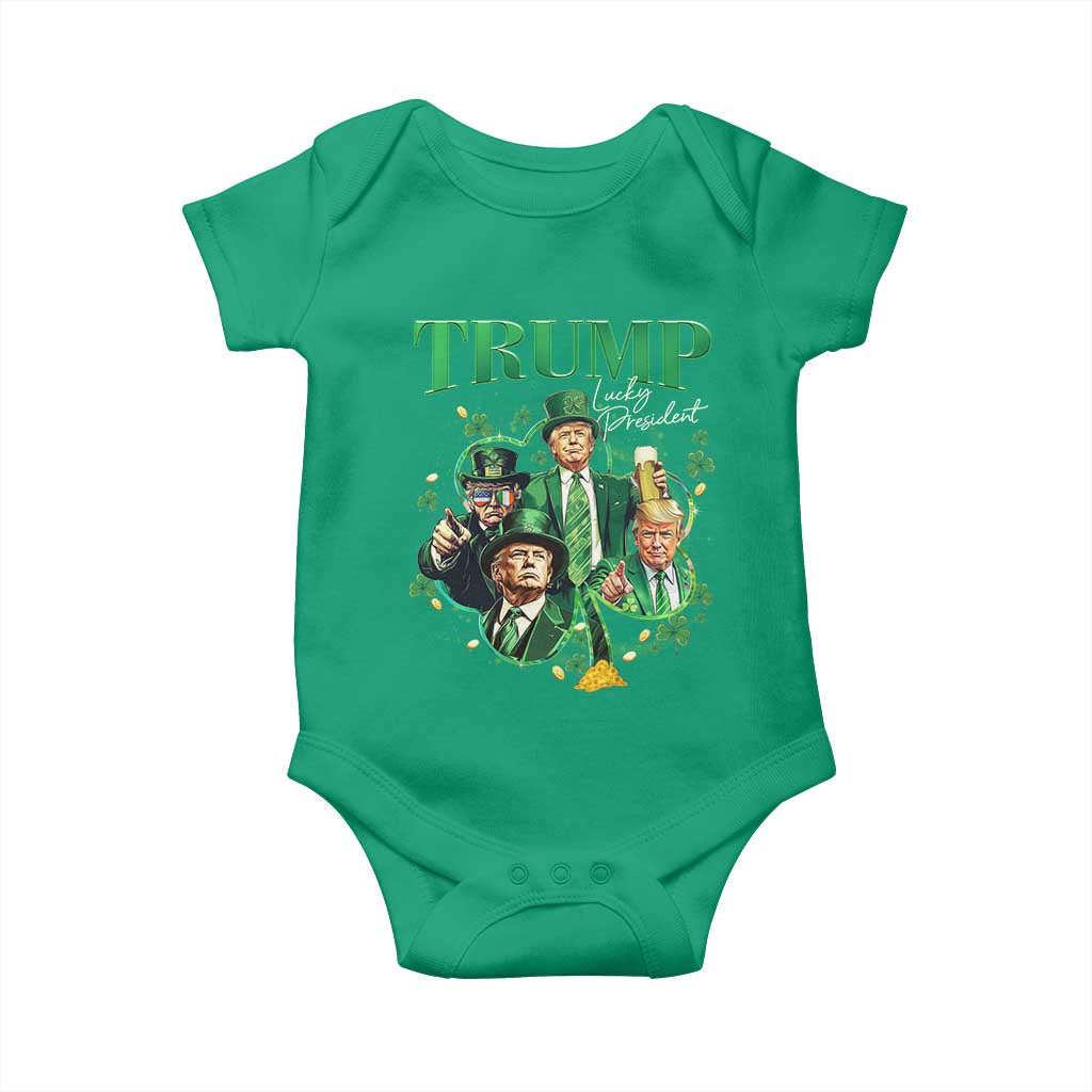 Funny Trump St. Patrick's Day Baby Onesie Shamrock Lucky President Trump TS09 Irish Green Print Your Wear