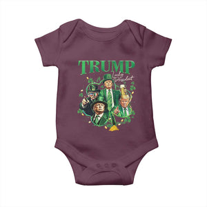 Funny Trump St. Patrick's Day Baby Onesie Shamrock Lucky President Trump TS09 Maroon Print Your Wear