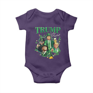 Funny Trump St. Patrick's Day Baby Onesie Shamrock Lucky President Trump TS09 Purple Print Your Wear