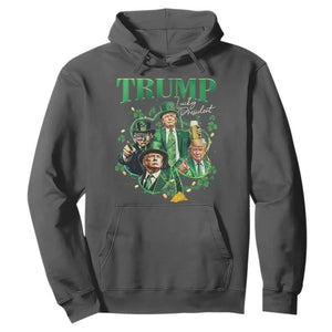 Funny Trump St. Patrick's Day Hoodie Shamrock Lucky President Trump TS09 Dark Heather Print Your Wear