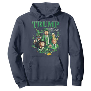 Funny Trump St. Patrick's Day Hoodie Shamrock Lucky President Trump TS09 Navy Print Your Wear