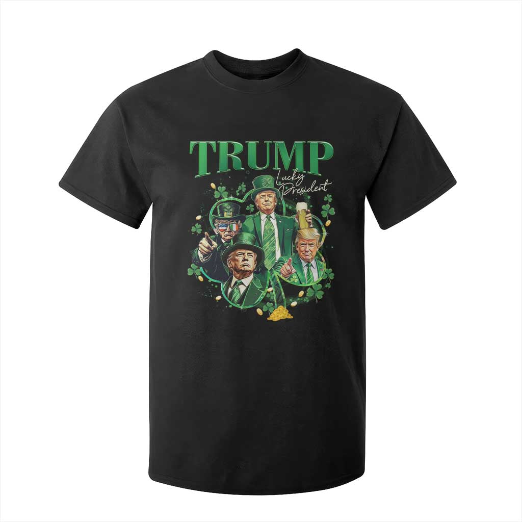 Funny Trump St. Patrick's Day T Shirt For Kid Shamrock Lucky President Trump TS09 Black Print Your Wear