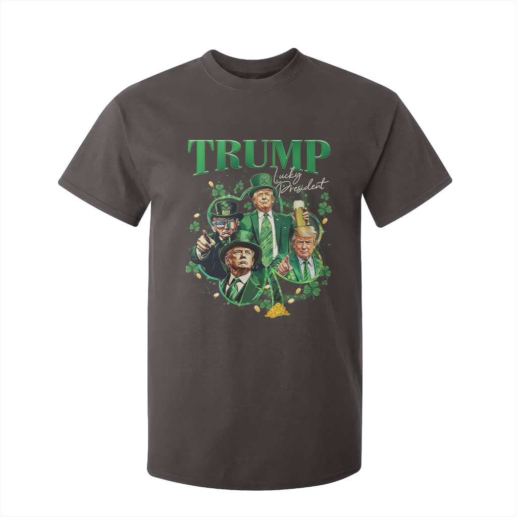 Funny Trump St. Patrick's Day T Shirt For Kid Shamrock Lucky President Trump TS09 Dark Chocolate Print Your Wear