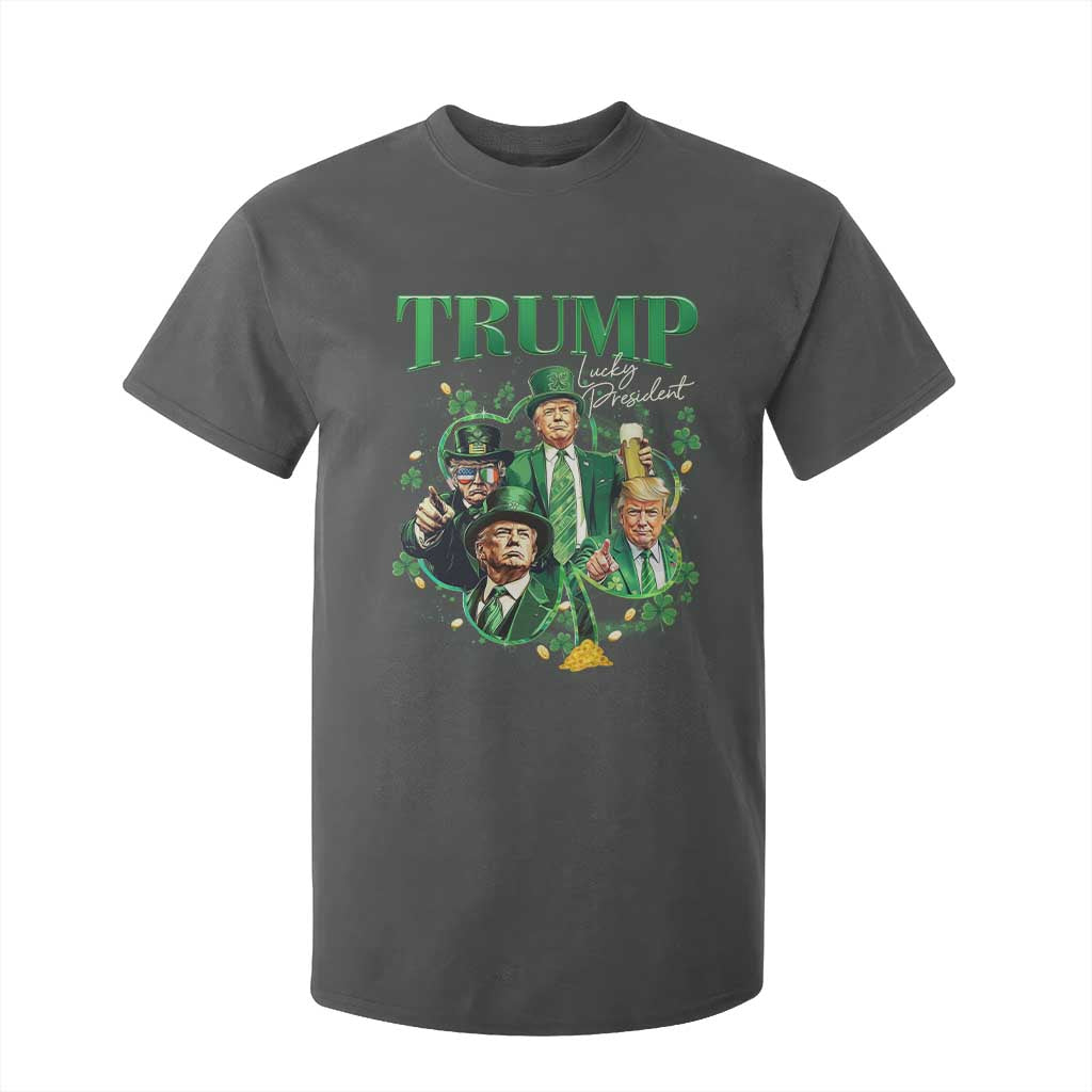 Funny Trump St. Patrick's Day T Shirt For Kid Shamrock Lucky President Trump TS09 Dark Heather Print Your Wear