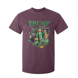 Funny Trump St. Patrick's Day T Shirt For Kid Shamrock Lucky President Trump TS09 Maroon Print Your Wear