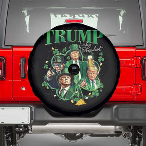 Funny Trump St. Patrick's Day Spare Tire Cover Shamrock Lucky President Trump TS09 Black Print Your Wear