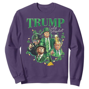 Funny Trump St. Patrick's Day Sweatshirt Shamrock Lucky President Trump TS09 Purple Print Your Wear