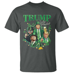 Funny Trump St. Patrick's Day T Shirt Shamrock Lucky President Trump TS09 Dark Heather Print Your Wear