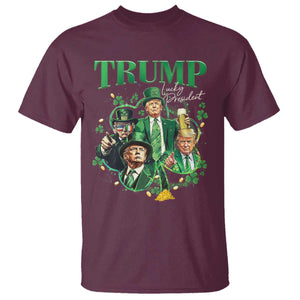 Funny Trump St. Patrick's Day T Shirt Shamrock Lucky President Trump TS09 Maroon Print Your Wear