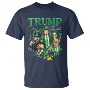 Funny Trump St. Patrick's Day T Shirt Shamrock Lucky President Trump TS09 Navy Print Your Wear