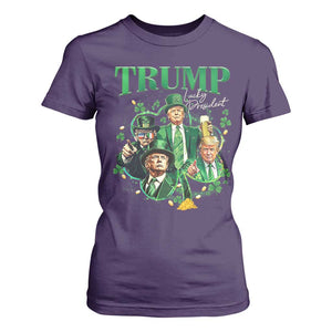 Funny Trump St. Patrick's Day T Shirt For Women Shamrock Lucky President Trump TS09 Purple Print Your Wear