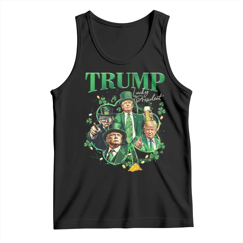 Funny Trump St. Patrick's Day Tank Top Shamrock Lucky President Trump TS09 Black Print Your Wear