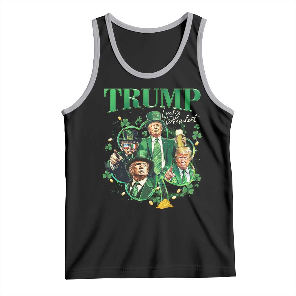 Funny Trump St. Patrick's Day Tank Top Shamrock Lucky President Trump TS09 Black Athletic Heather Print Your Wear
