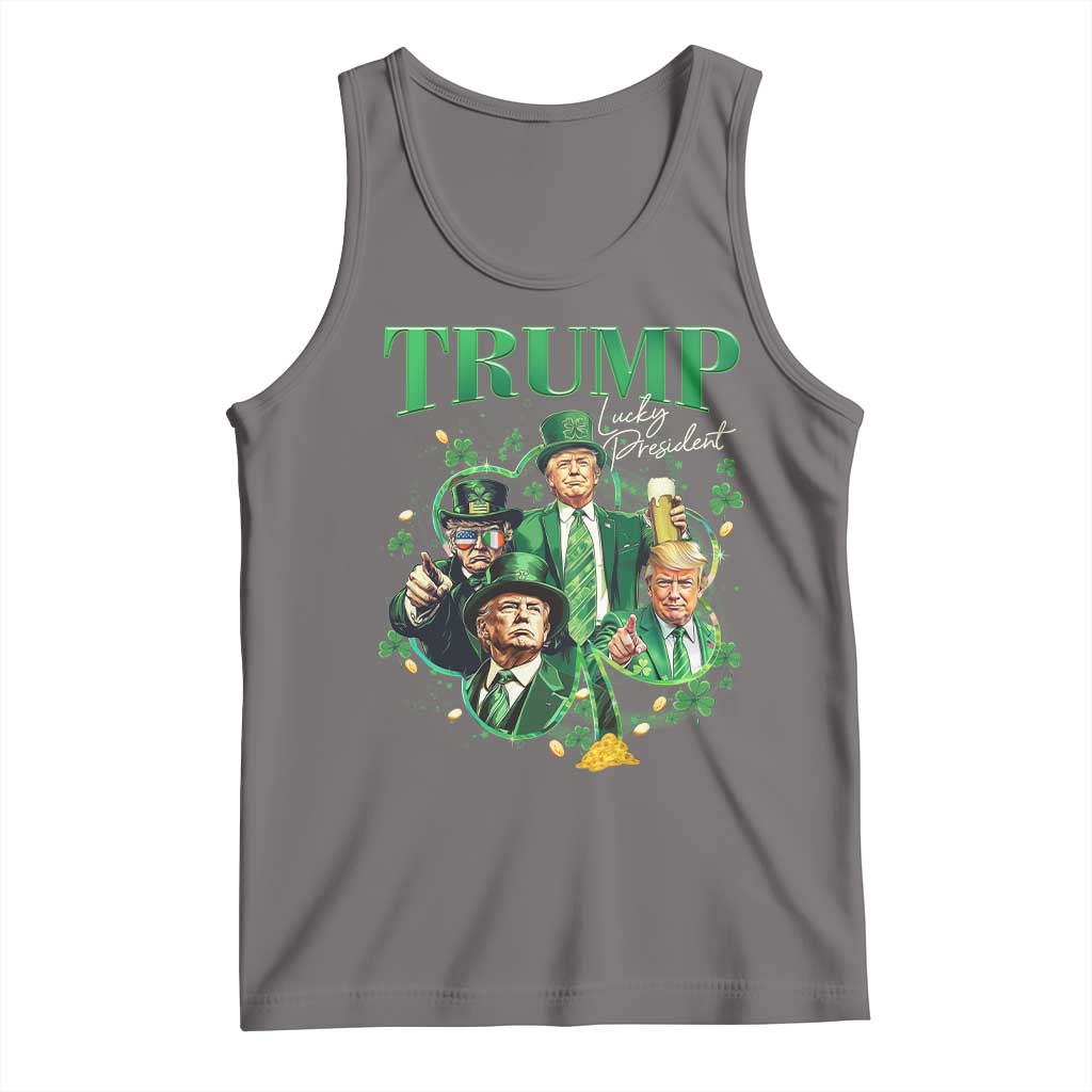 Funny Trump St. Patrick's Day Tank Top Shamrock Lucky President Trump TS09 Deep Heather Print Your Wear