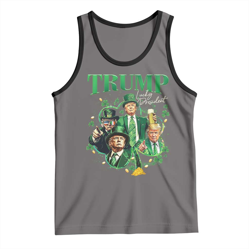 Funny Trump St. Patrick's Day Tank Top Shamrock Lucky President Trump TS09 Deep Heather Black Print Your Wear