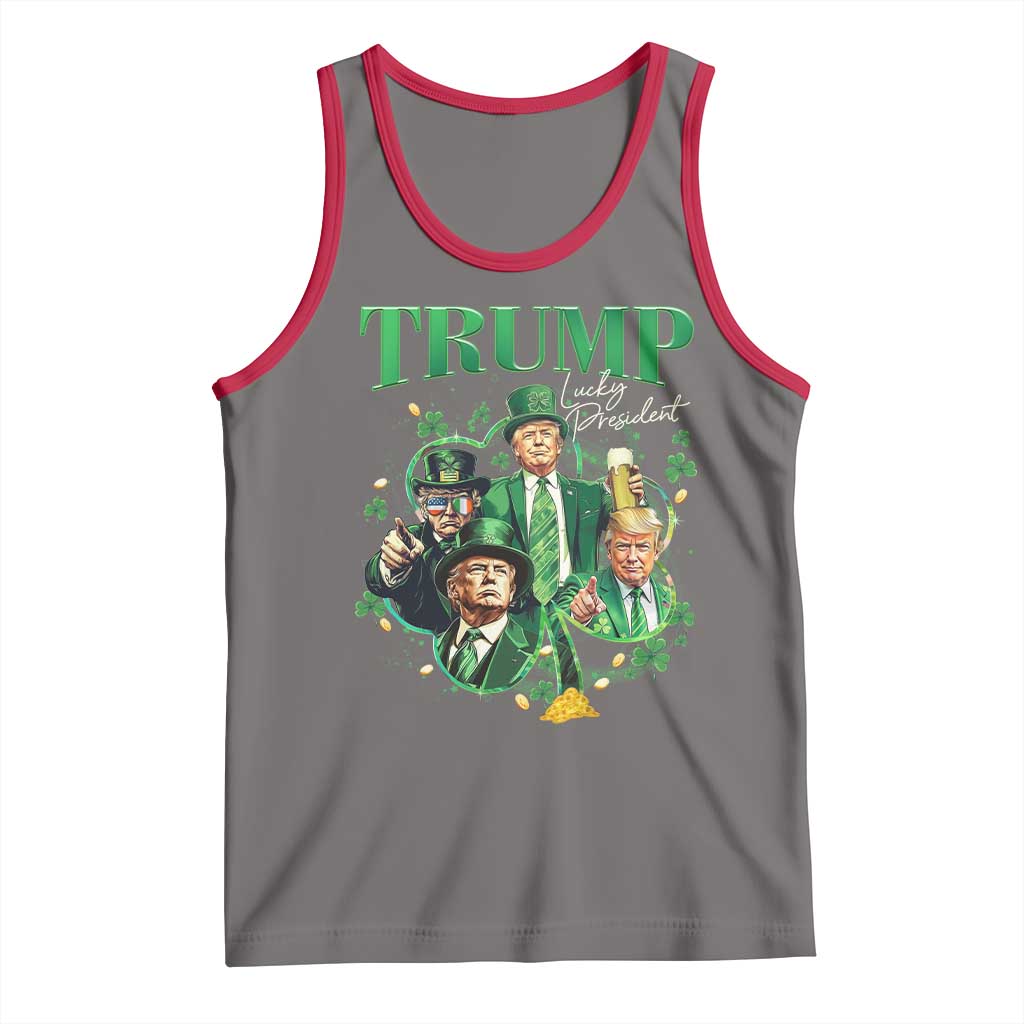 Funny Trump St. Patrick's Day Tank Top Shamrock Lucky President Trump TS09 Deep Heather Red Print Your Wear