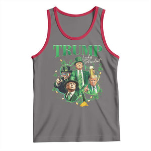 Funny Trump St. Patrick's Day Tank Top Shamrock Lucky President Trump TS09 Deep Heather Red Print Your Wear