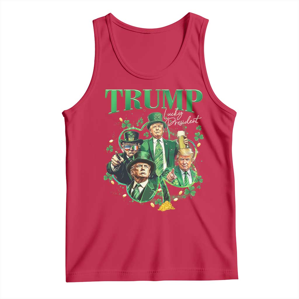 Funny Trump St. Patrick's Day Tank Top Shamrock Lucky President Trump TS09 Red Print Your Wear