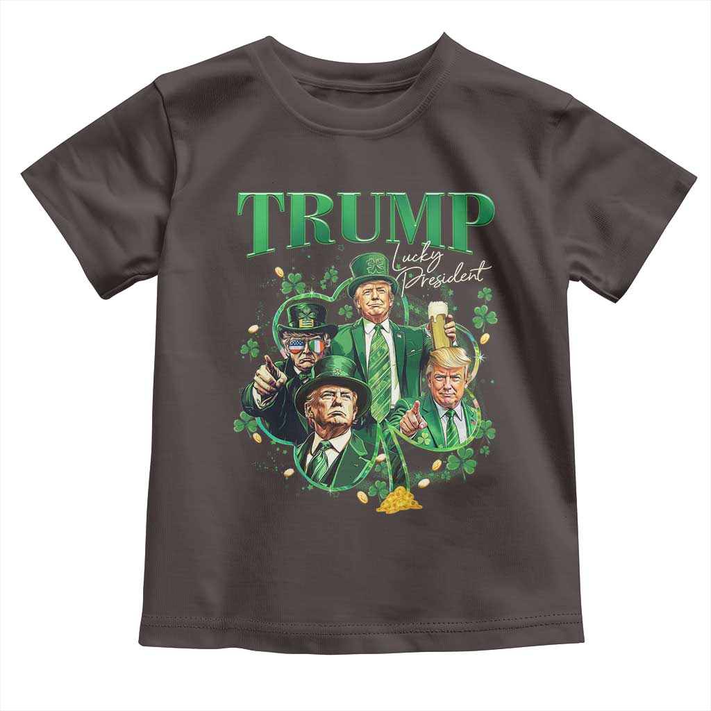Funny Trump St. Patrick's Day Toddler T Shirt Shamrock Lucky President Trump TS09 Dark Chocolate Print Your Wear
