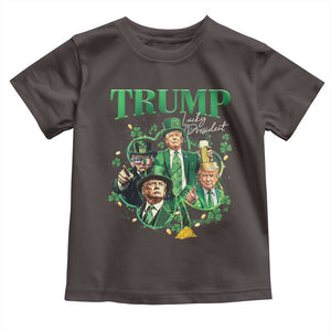 Funny Trump St. Patrick's Day Toddler T Shirt Shamrock Lucky President Trump TS09 Dark Chocolate Print Your Wear