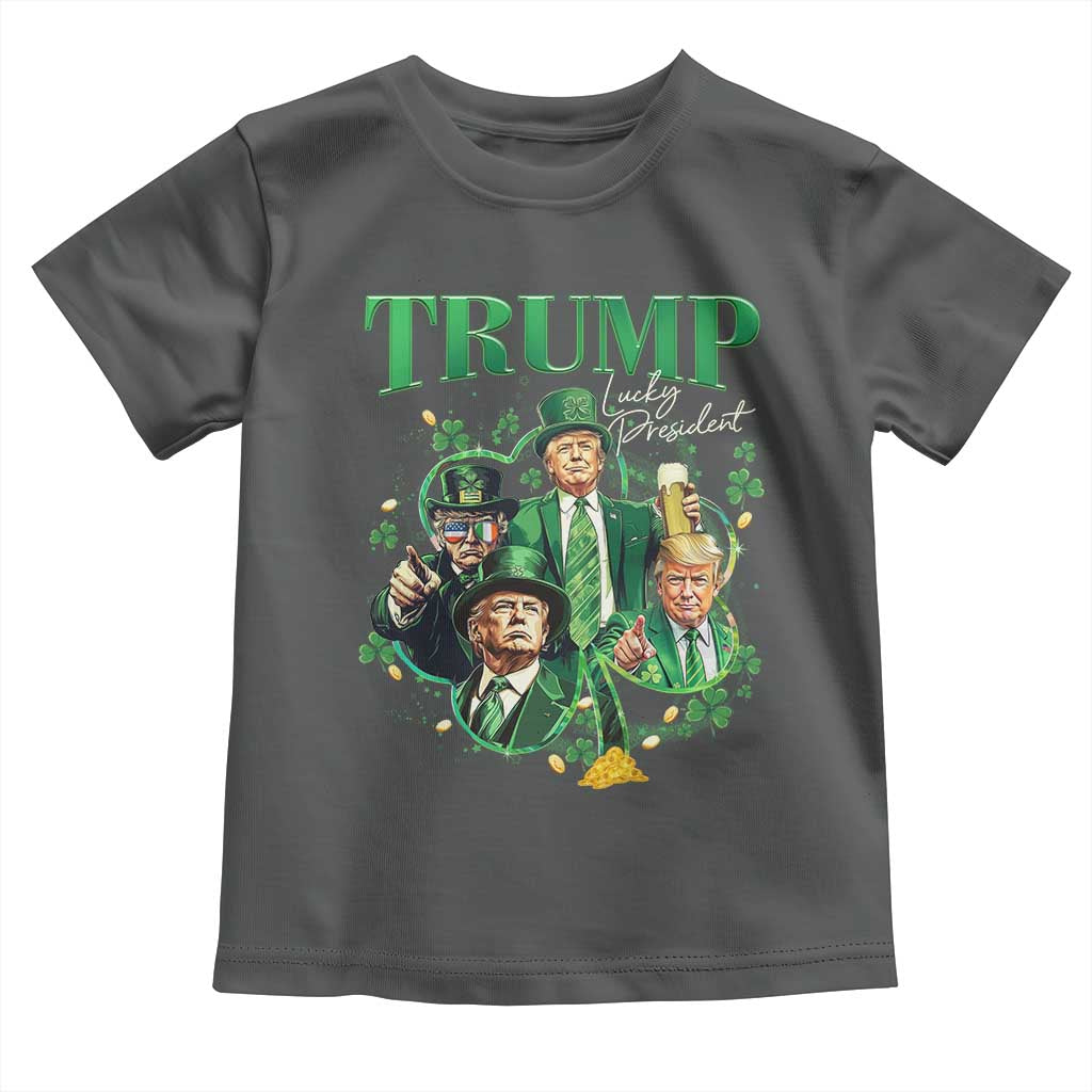 Funny Trump St. Patrick's Day Toddler T Shirt Shamrock Lucky President Trump TS09 Dark Heather Print Your Wear