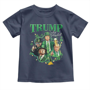 Funny Trump St. Patrick's Day Toddler T Shirt Shamrock Lucky President Trump TS09 Navy Print Your Wear